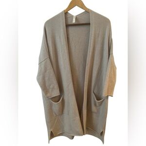 Nap Loungewear Open Front Long Lines 3/4 Sleeve Wool Cardigan